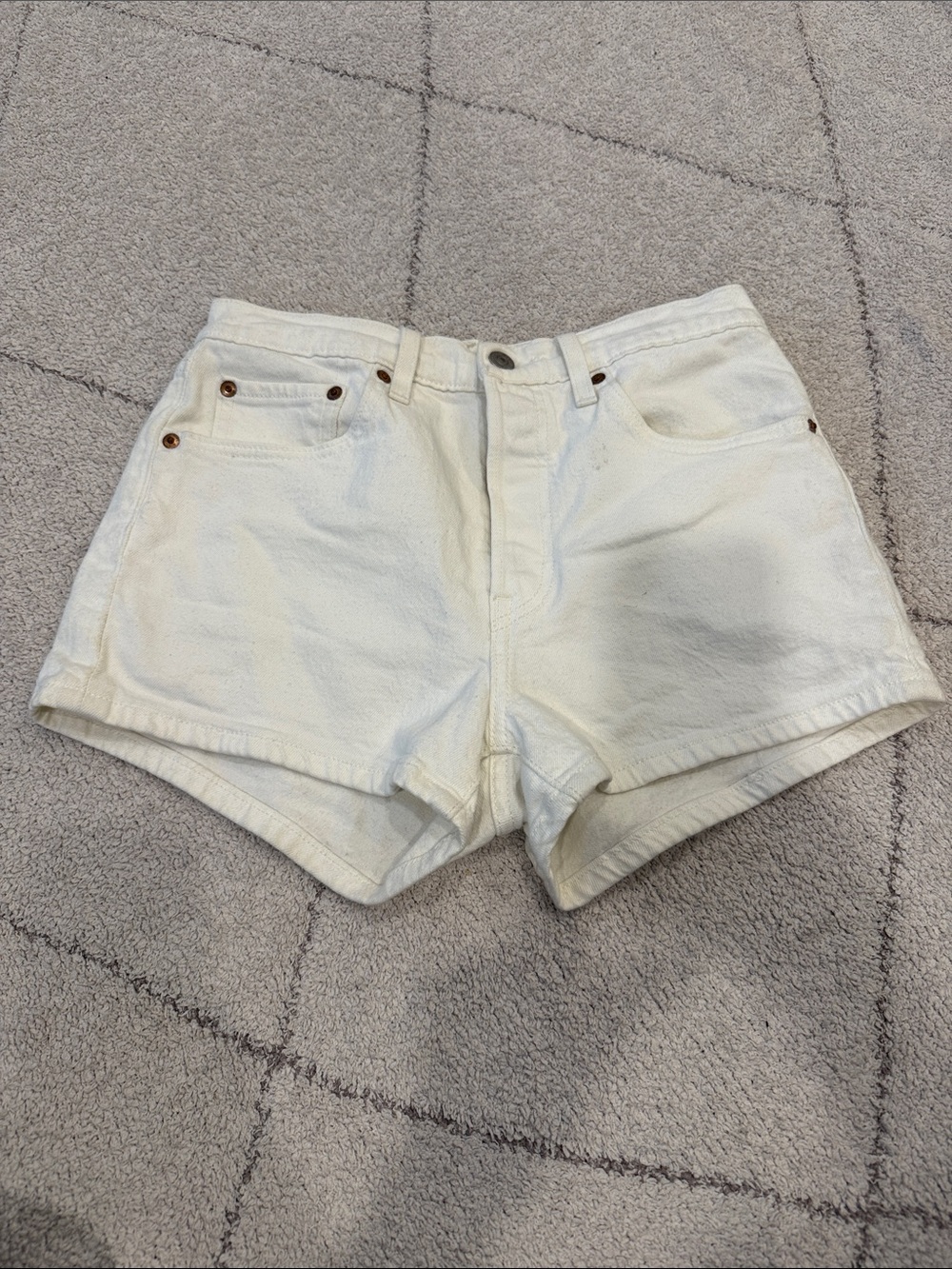 Levi's White High-Rise Denim Shorts
